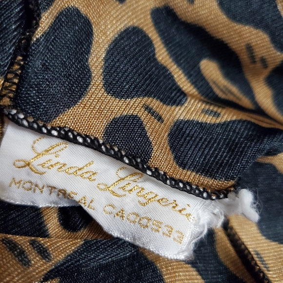 Vintage Linda Lingerie - Sexy sheer cutout panel leopard print negligee - Size S - Picture 7 of 7